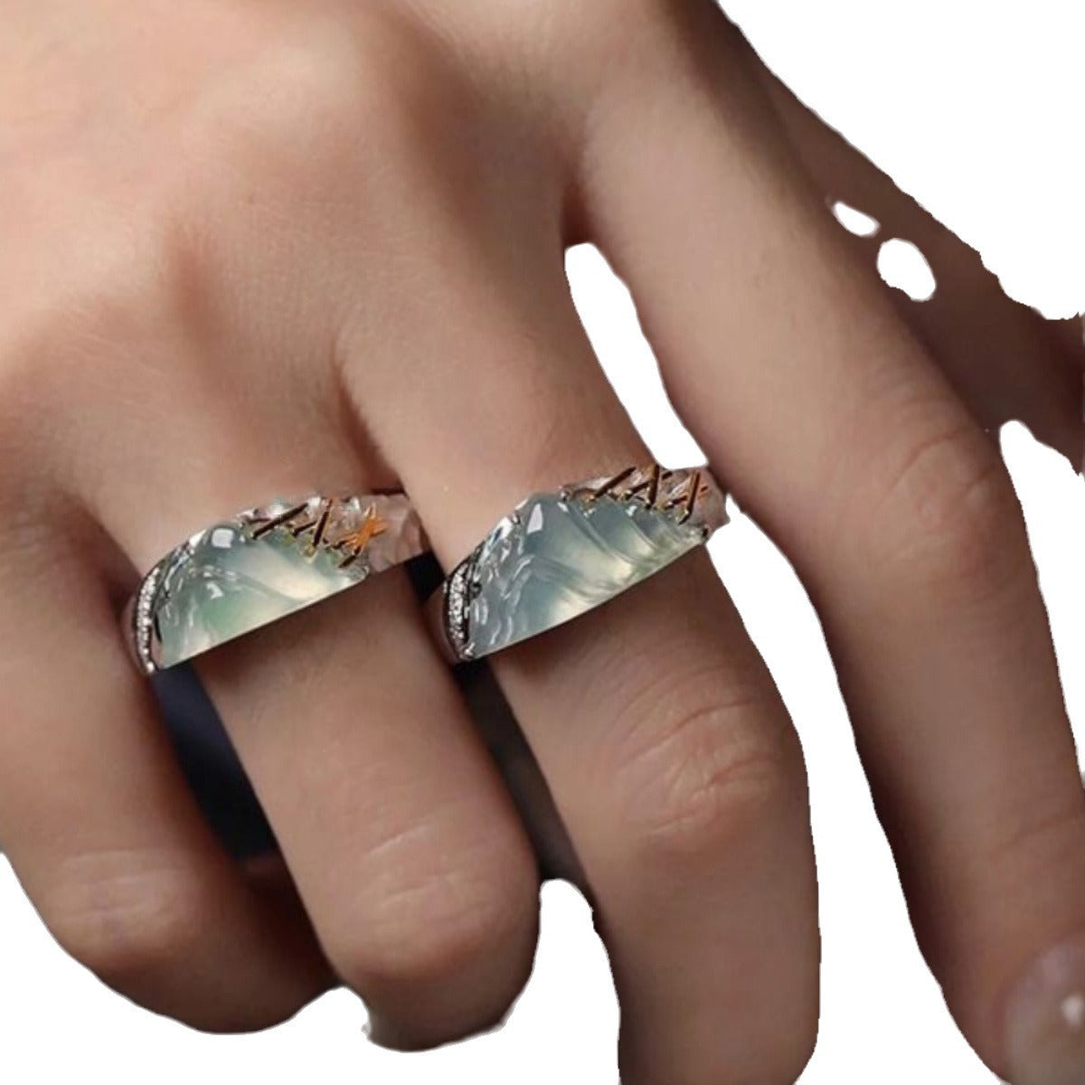 Of Heaven Mountain River Couple Ancient Style Rings