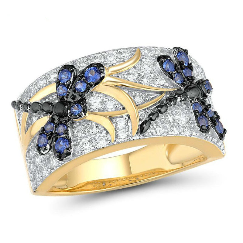 Sells Full Diamond Dragonfly Insect Fashion Rings