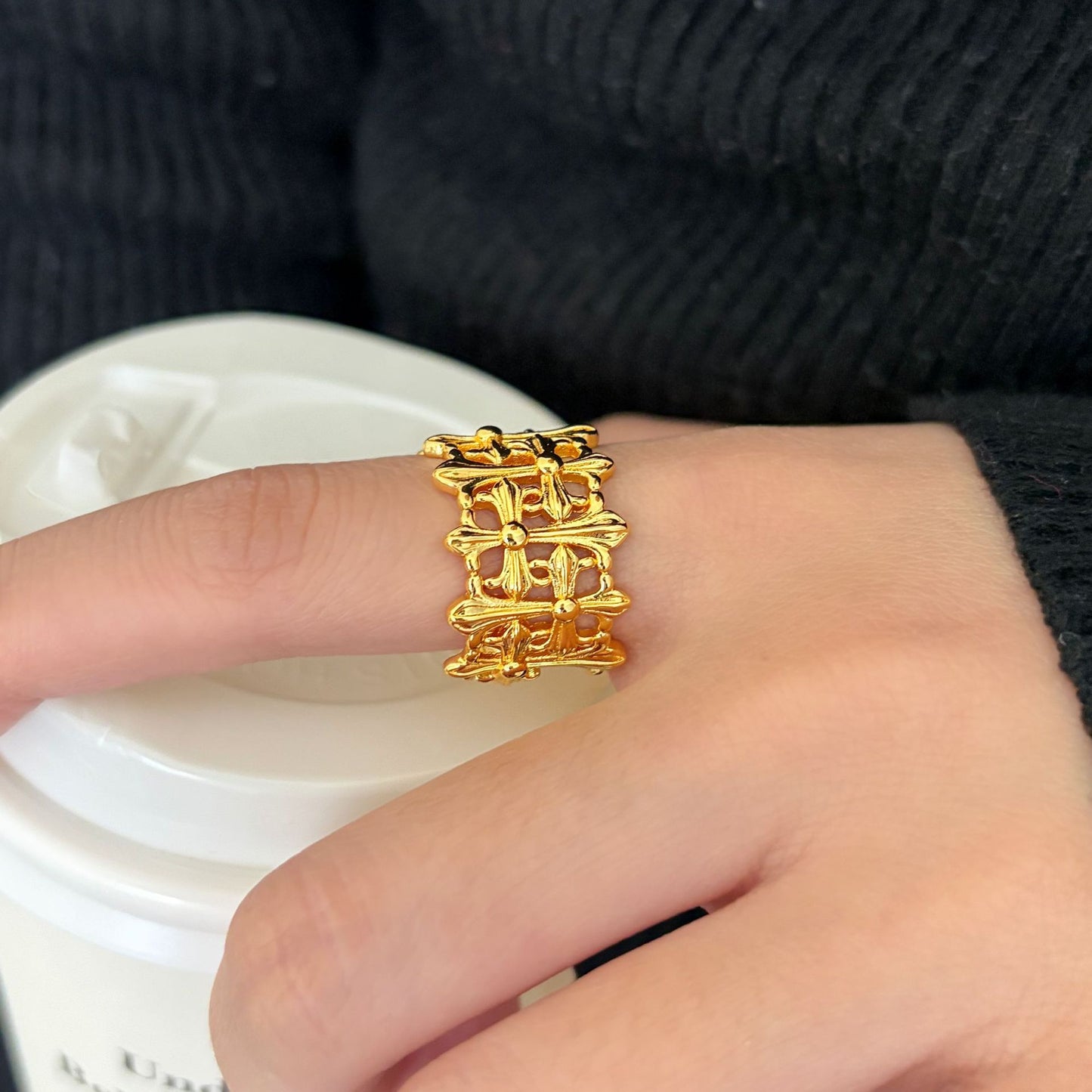 Women's Gold Retro For Simple Versatile Opening Rings