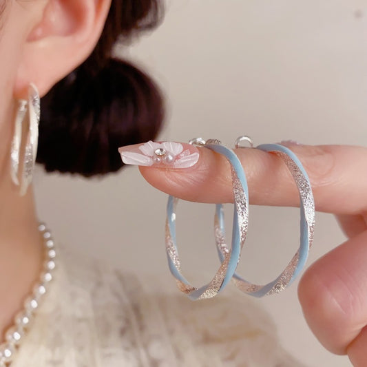 Unique Design Thick Sier Dripping Twisted Big Ear Exaggerated Personalized Earrings