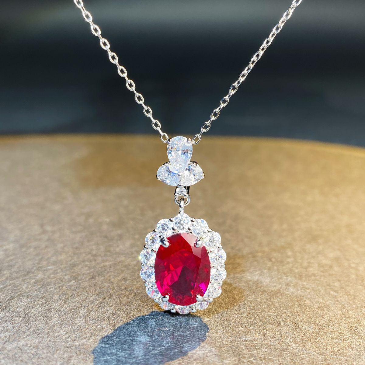 Attractive Sier Red Treasure Female Corundum Earrings