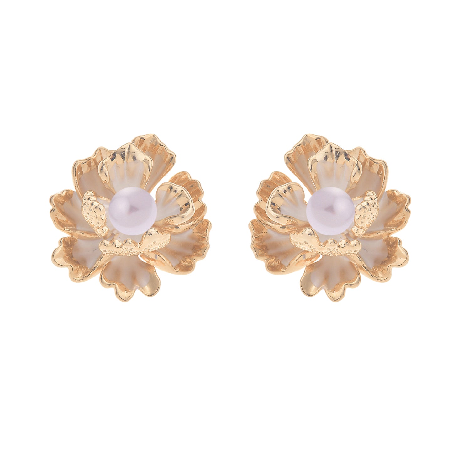 Women's French Design Camellia Mosquito Coil Tassel Pearl Clavicle Chain Stud Earrings
