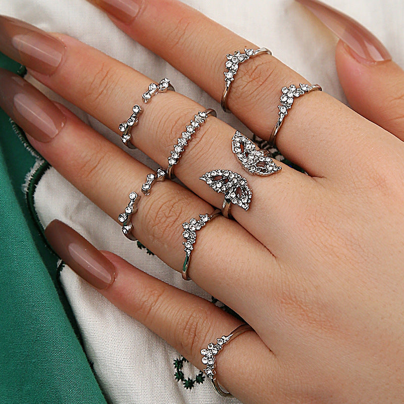 Bohemian Style Diamond Butterfly Joint Set Rings