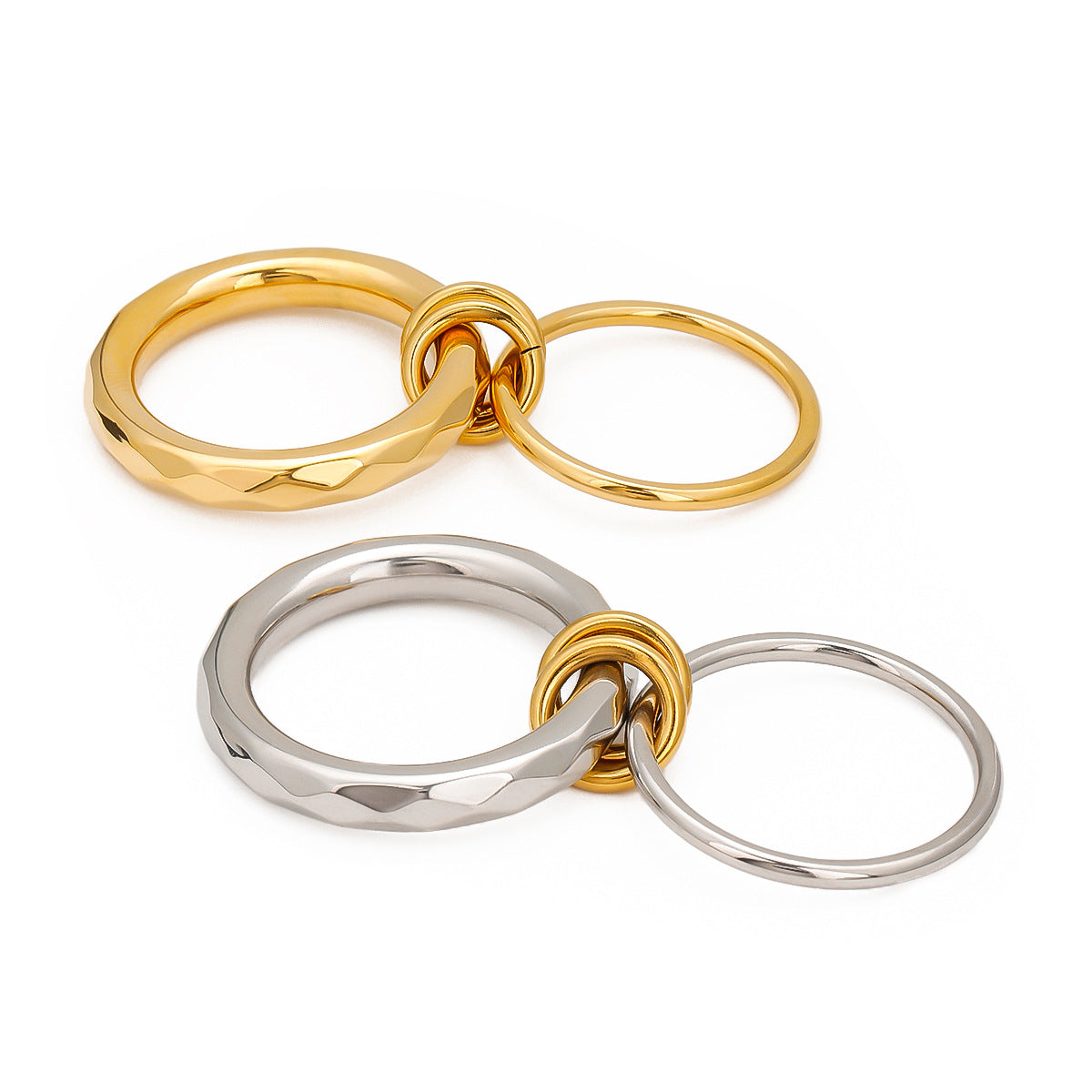 Ornament Stainless Steel Simple High-grade Twin Rings
