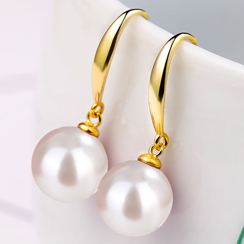 Water Drop Oval Artificial Pearl Female Earrings