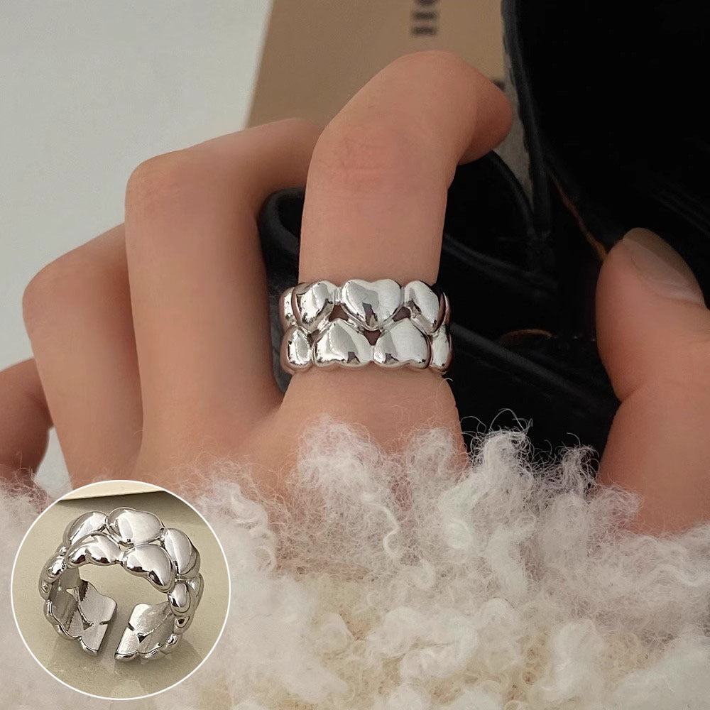 Women's Black Geometric Fashionable Elegant Roman Digital Rings