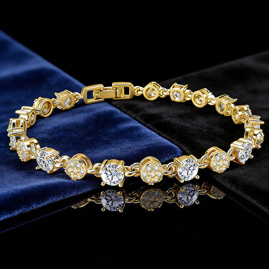 Women's Zircon Fashion Design Light Luxury Chain Gold Bracelet