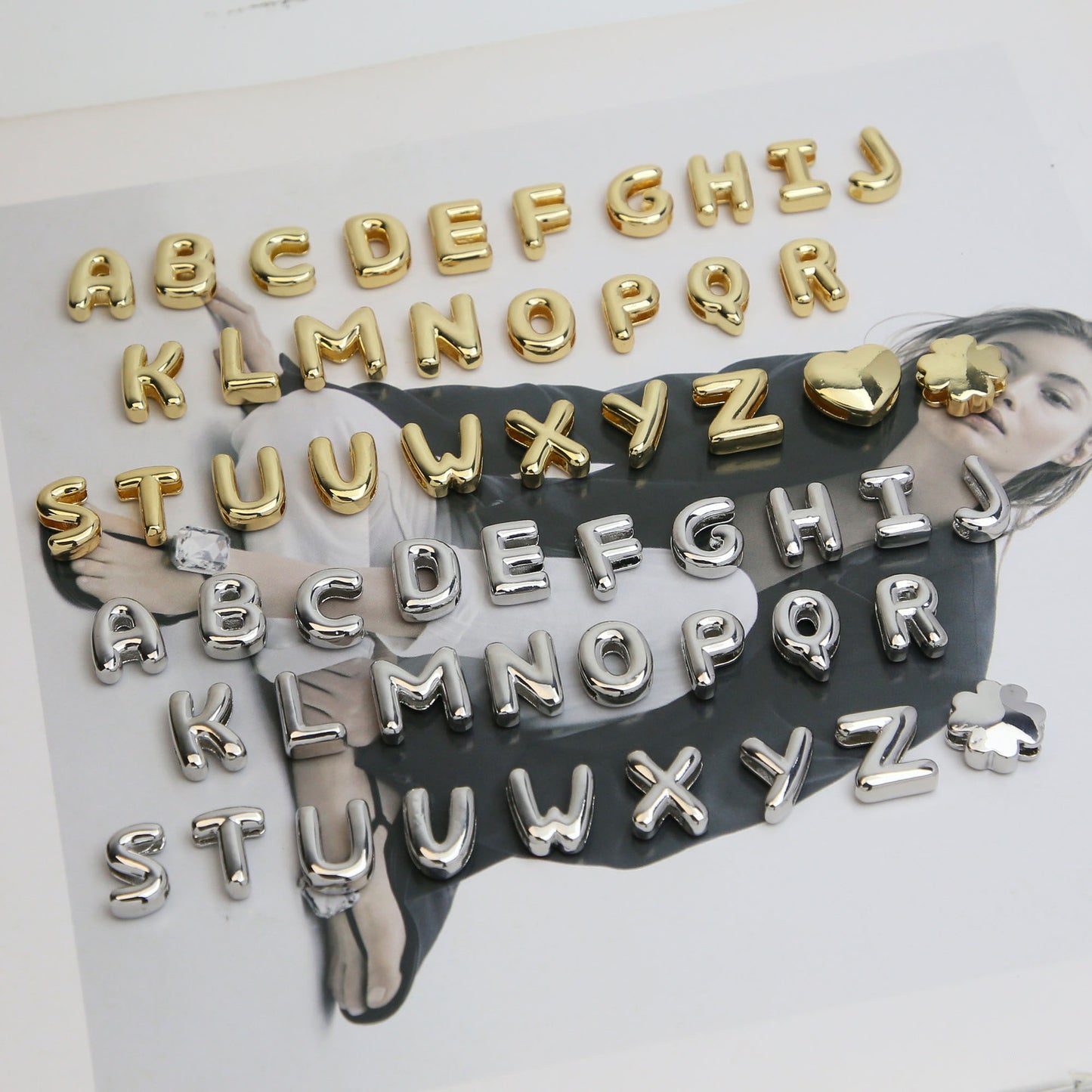 Golden Chubby Balloon Bubble Glossy Letter Bracelets
