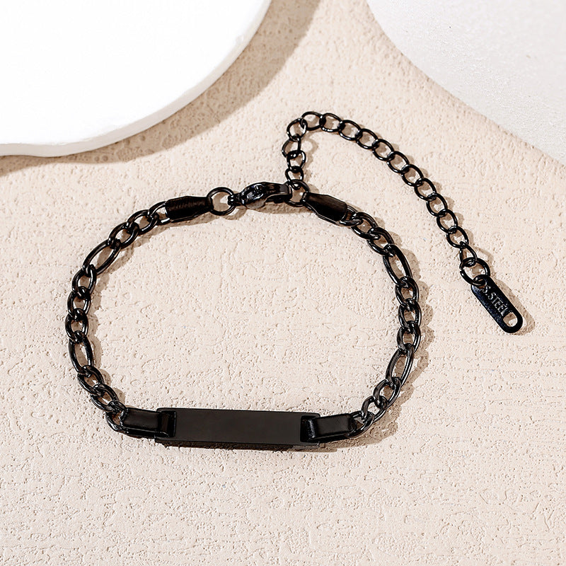 Children's Laser Engraving Electroplating Stainless Steel Cuban Bracelet