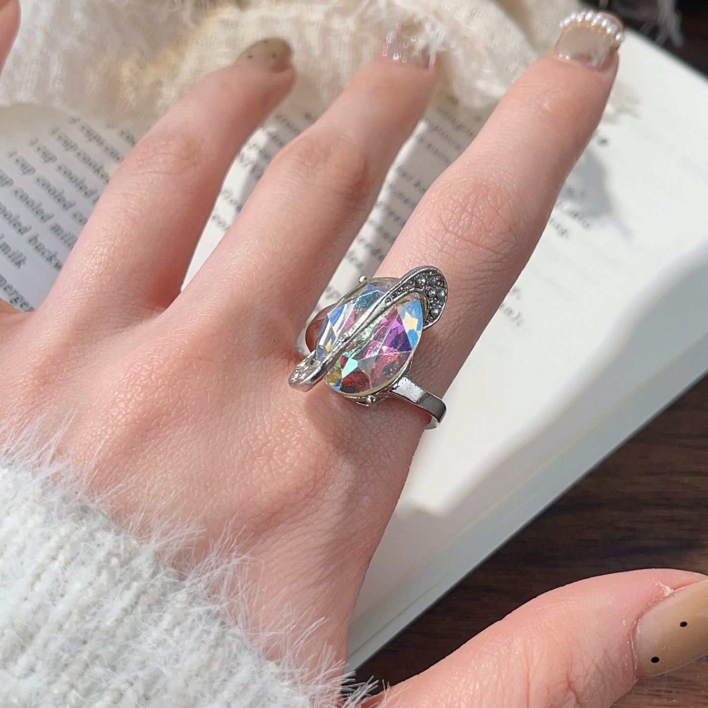 Women's Retro Style Cross With Skull Stitching Open Love Ring