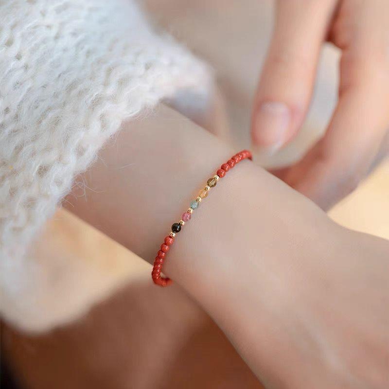 Extremely Fine Carnelian Gilded Colorful Tourmaline Bracelets