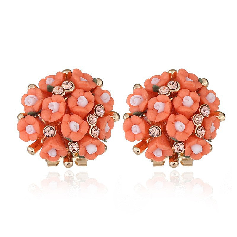 Ceramic Flower Small Commodity Rose Ear Stud Earrings