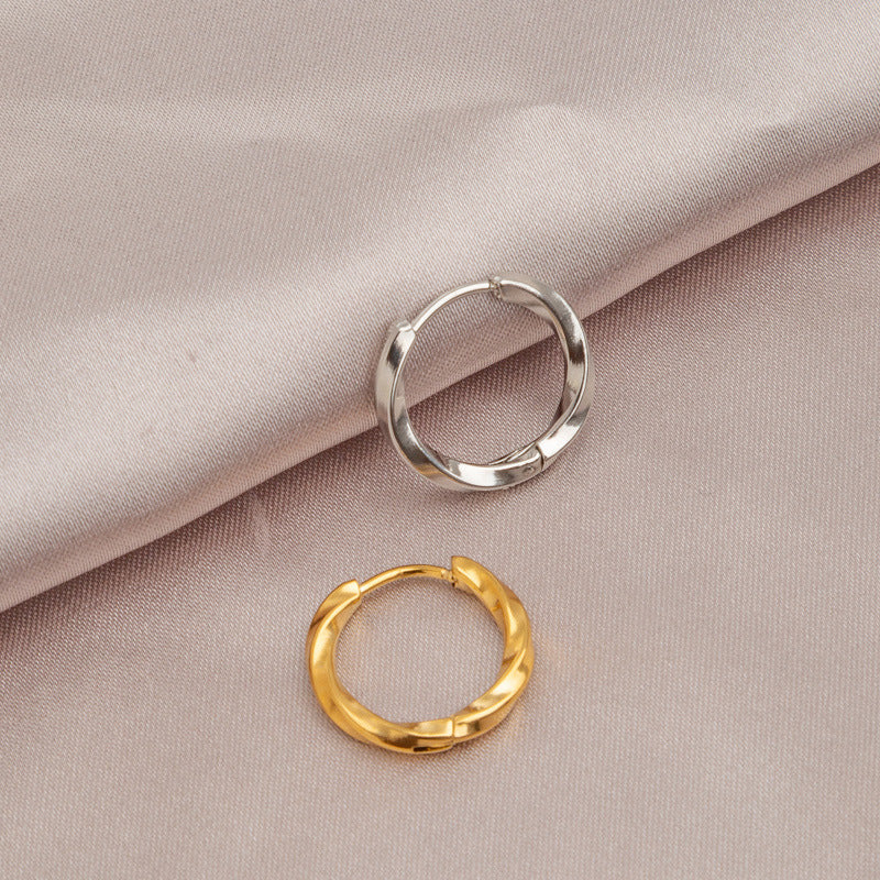 Women's Twist Titanium Steel Ear Clip Do Not Fade Cold Wind Earrings