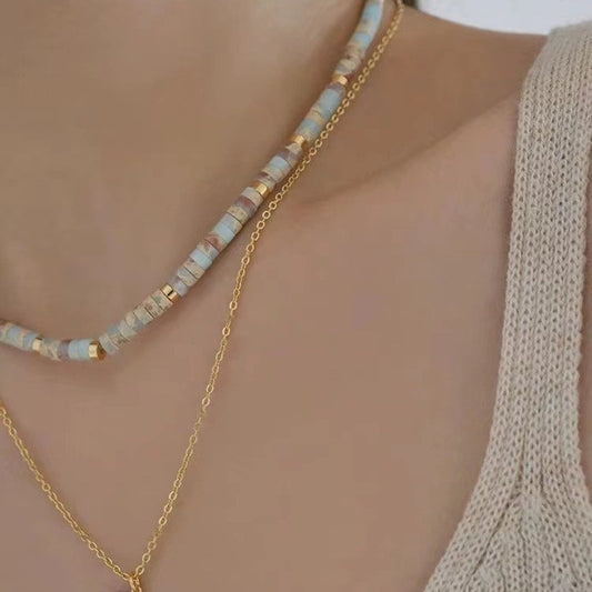 Women's Color Simple Sense Ancient Light Blue Necklaces