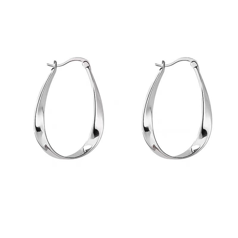 Women's Eardrop Ear Clip Simple Mobius Sier Decorated Rings