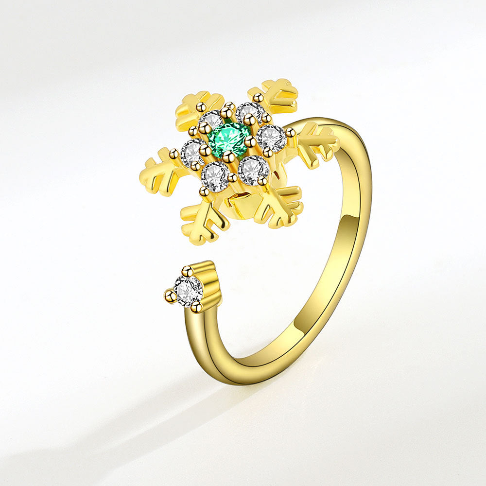 Women's Snowflake Rotatable Design Fashionable Temperament Decompression Rings