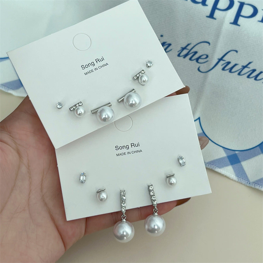 Design Pearl Shape Balance Beam Earings Set Earrings