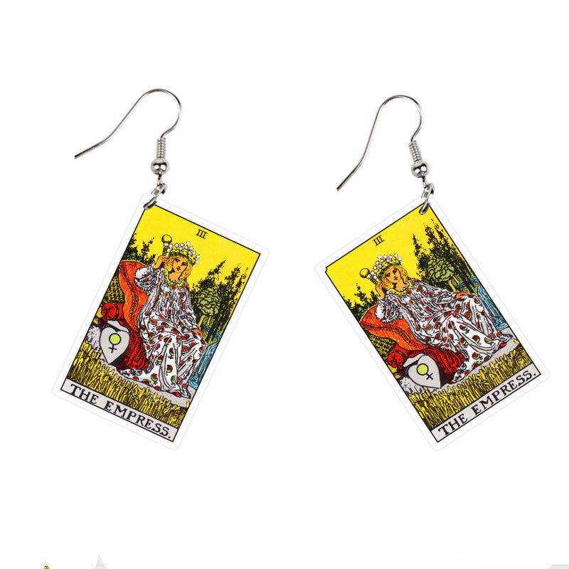 Acrylic Printing Double-sided Vintage Tarot Designer Earrings