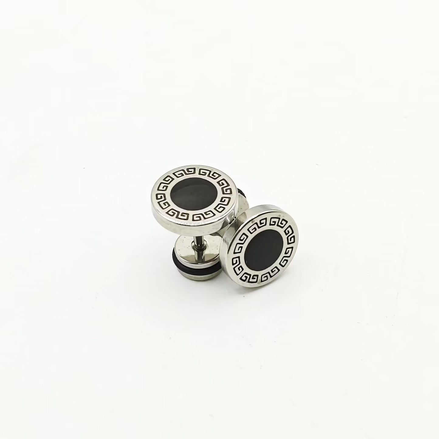 Wall Pattern Dripping Oil Black Surface Boys Piercing Ear Trendy Stud Earrings