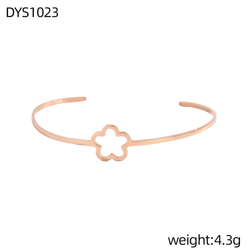 Geometric Hollow Metal Feeling Open-ended Stainless Steel Vacuum Electroplating Design Bracelets