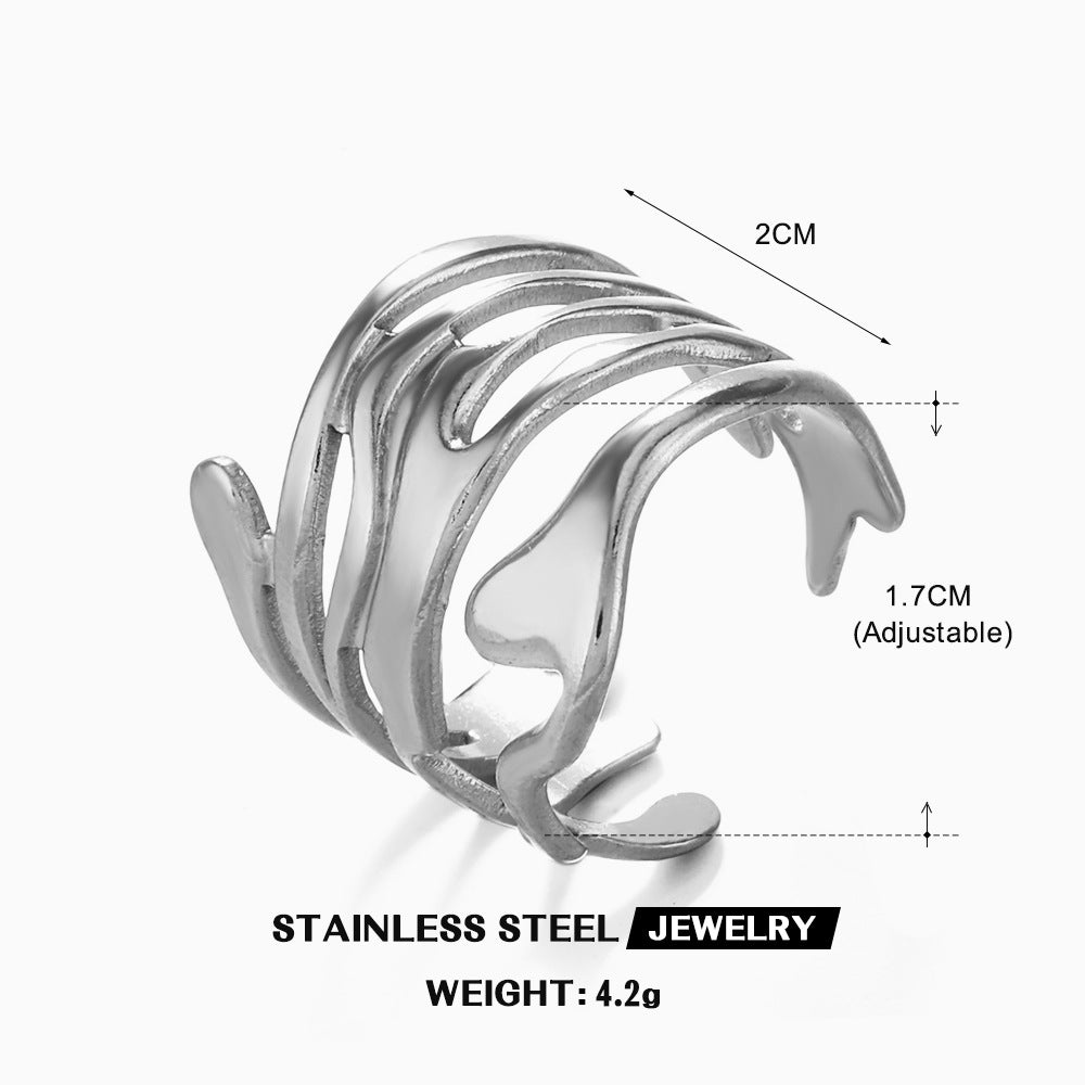 Women's Titanium Steel Fashion Irregular Lava Design Rings