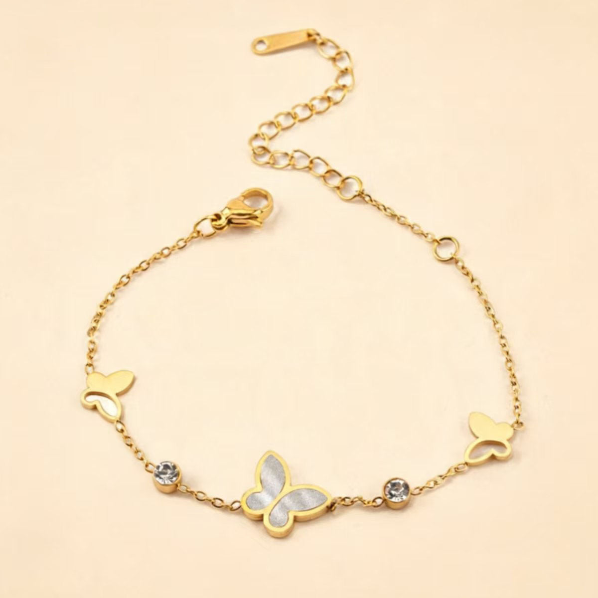 Jeweled Butterfly Titanium Steel Fritillary Color Bracelet