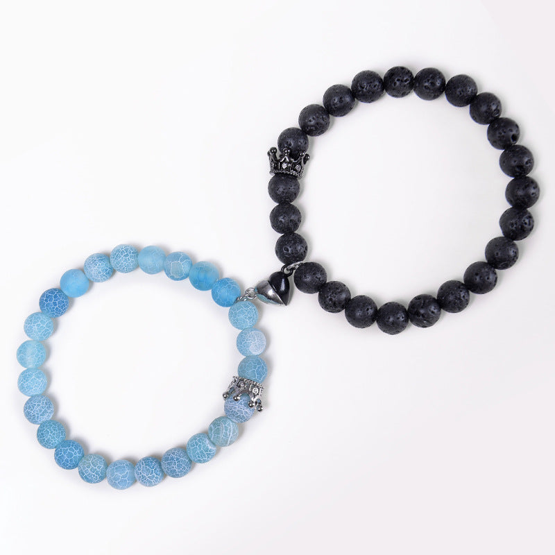 Women's & Men's Stone Magnet Suction Couple Fashion Crown Bracelets