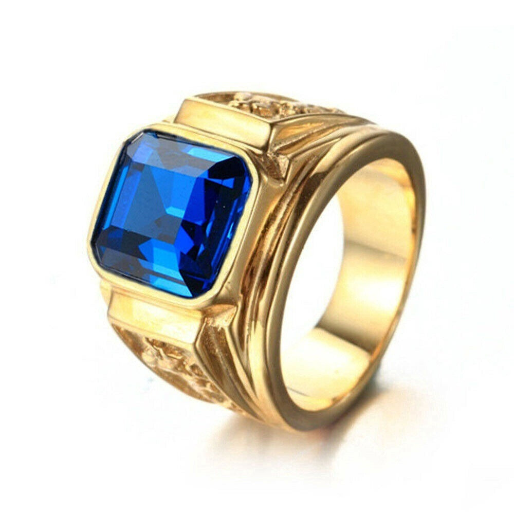 Men's Color Gem Personality Dragon Totem Fashion Rings