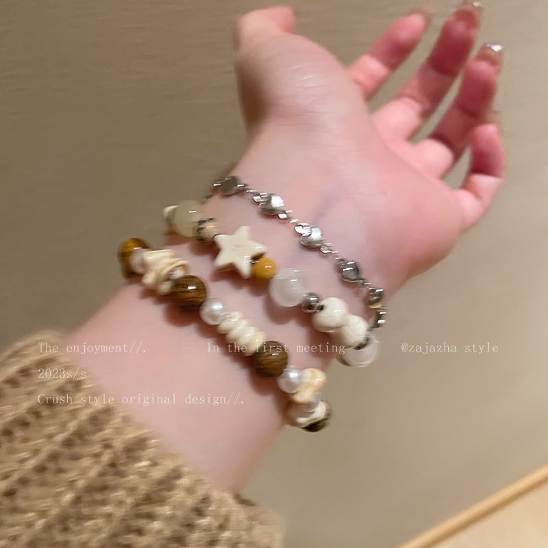 Pearl Ceramic Beaded Design Female Retro Bracelets