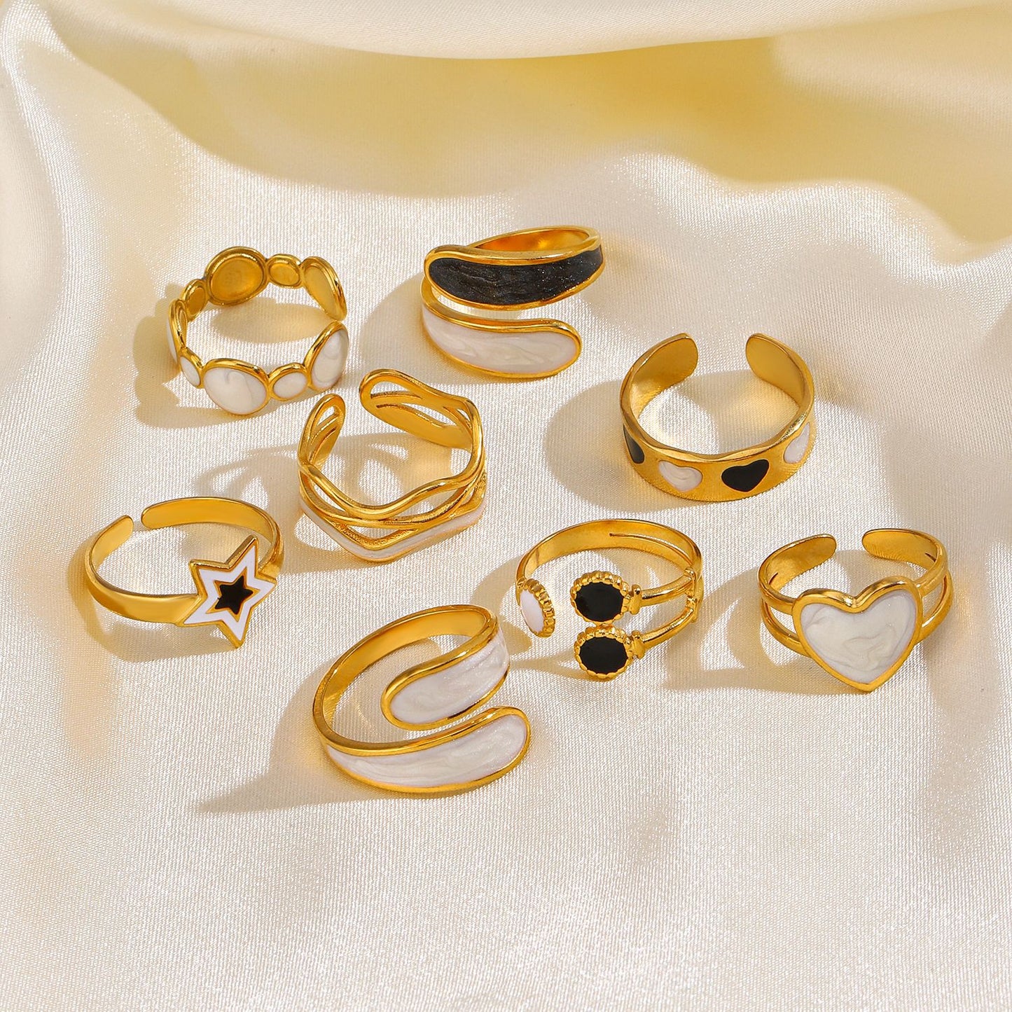 Women's Fashion White Dribble Sst Style Simple Rings