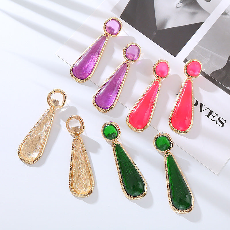 Color Drop-shaped Resin Affordable Luxury Fashion Earrings