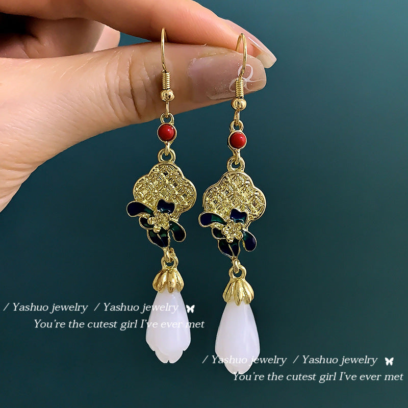 Women's Chinese Style High Sense Skirt Antique Eardrops Earrings