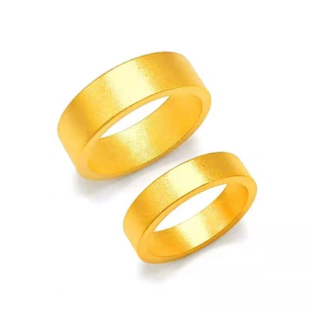 Women's & Men's Style Heritage Flat Alluvial Gold Couple Rings