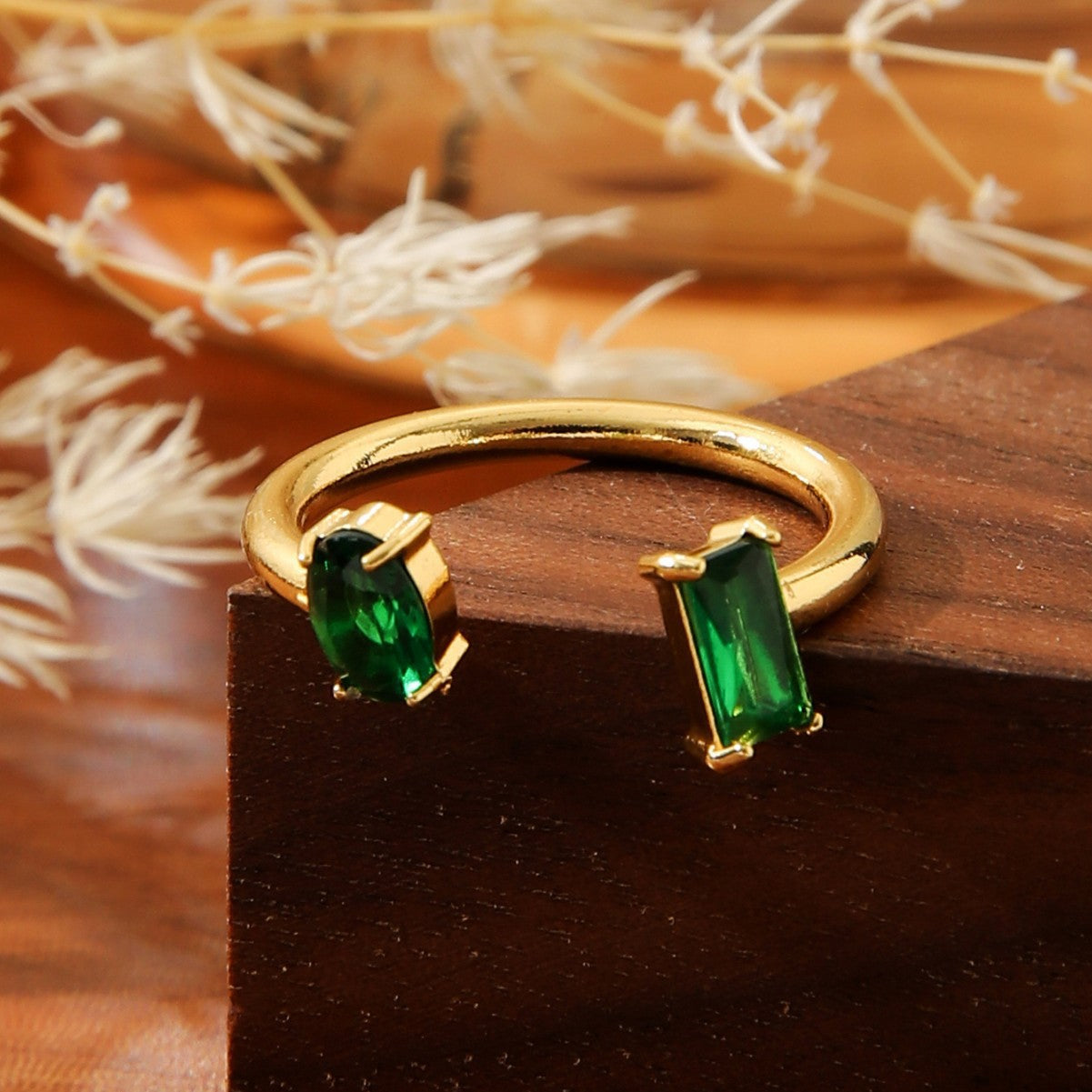 Simple Niche Titanium Steel Gold-plated Temperament Double-line Symmetrical Ring