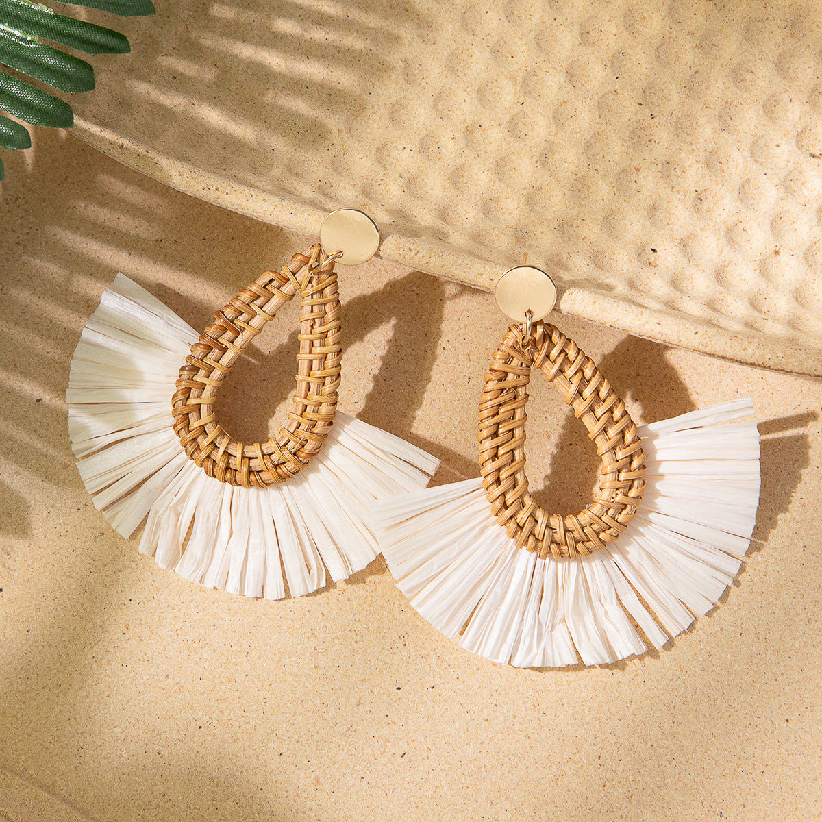 Women's Vacation Style Rattan High-grade Niche Raffia Earrings