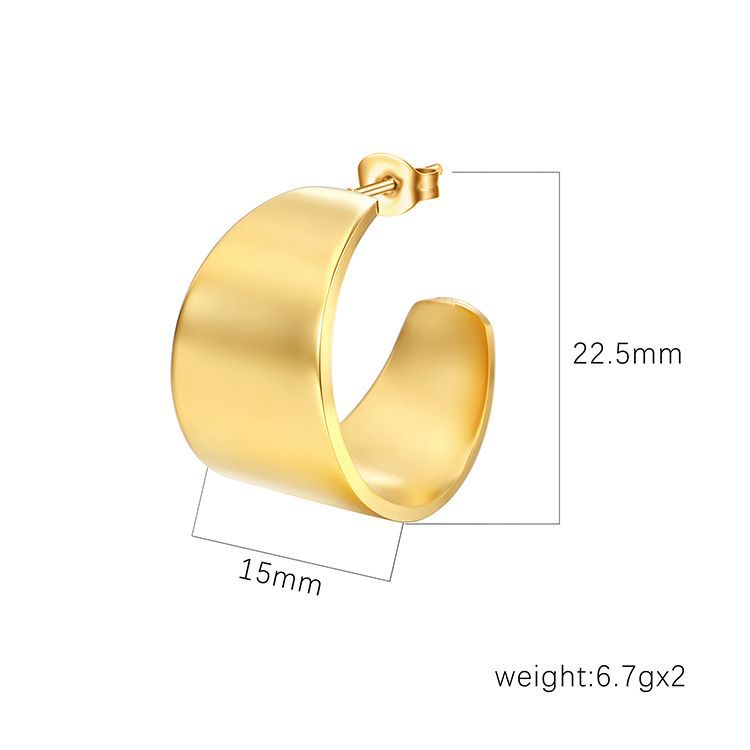 Cold Style Exquisite Glossy Shaped Wide Surface High-grade Earrings