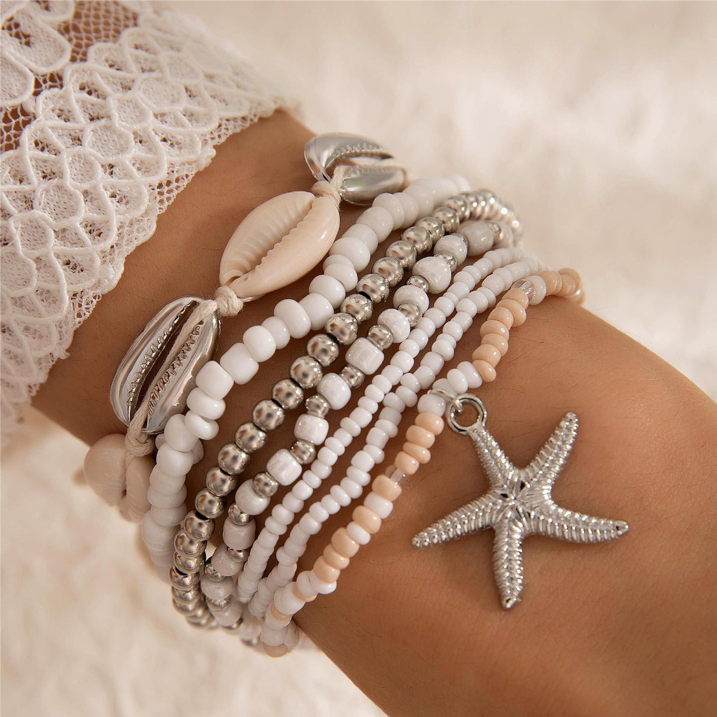 Bohemian Vacation Style Shell Beaded Weave Beach Bracelets