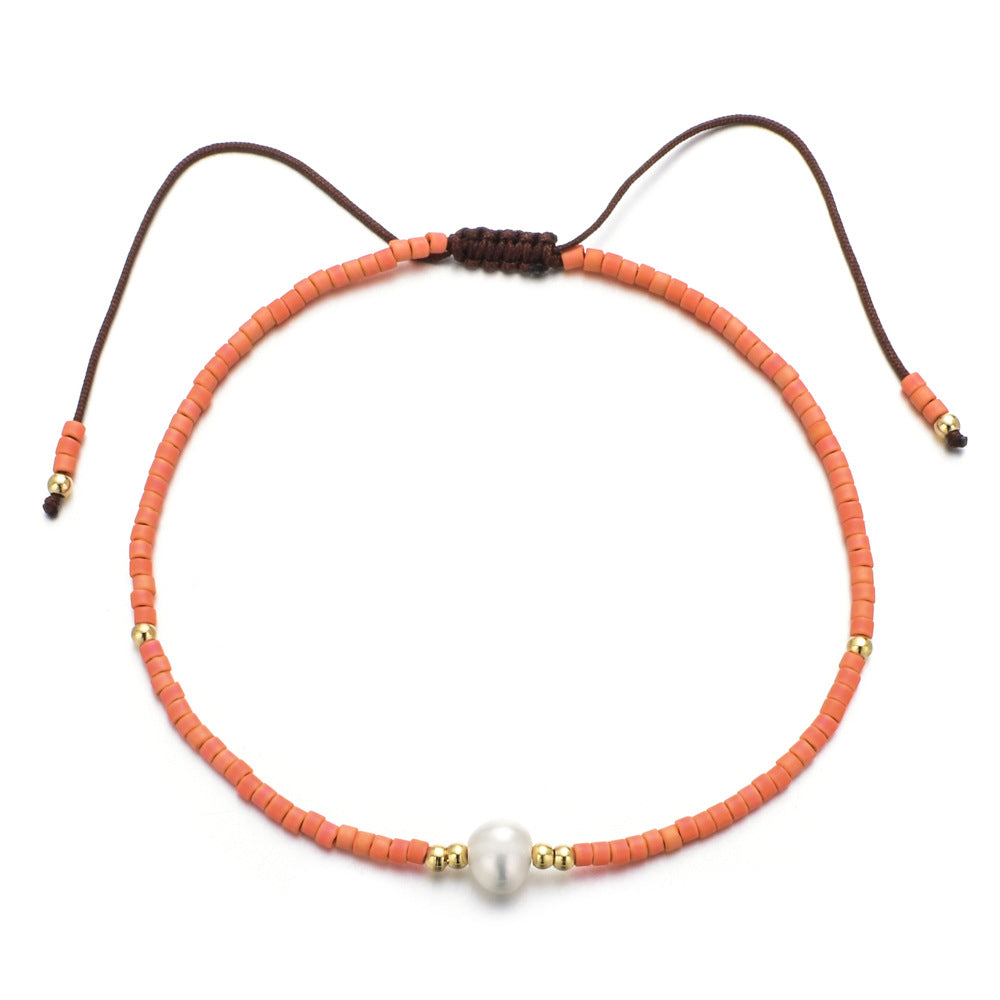 Single Japonica Rice Beads Female Adjustable Bracelets