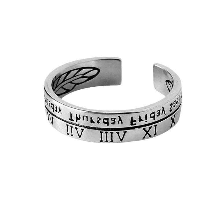 Men's Simple Retro Female Roman Digital Style Rings