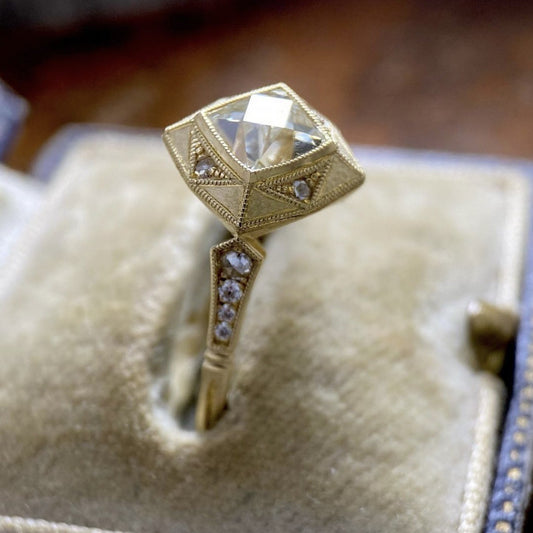 Women's Fashion Style Hand-made Gold-plated Inlaid Square Rings
