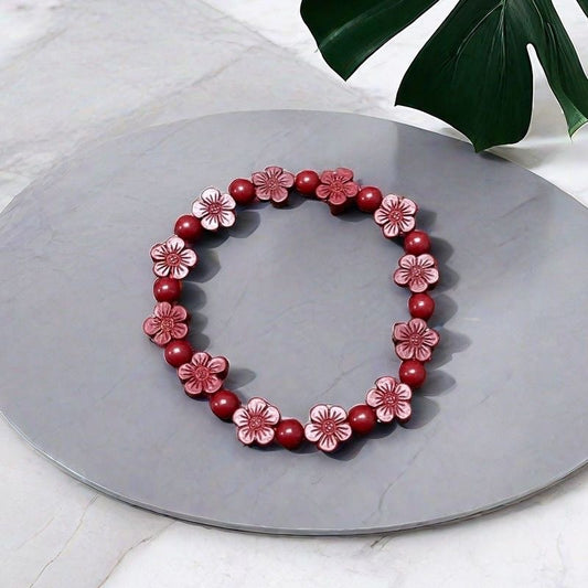 Natural Cinnabar Handmade Beaded Purple Gold Sand Plum Female Bracelet