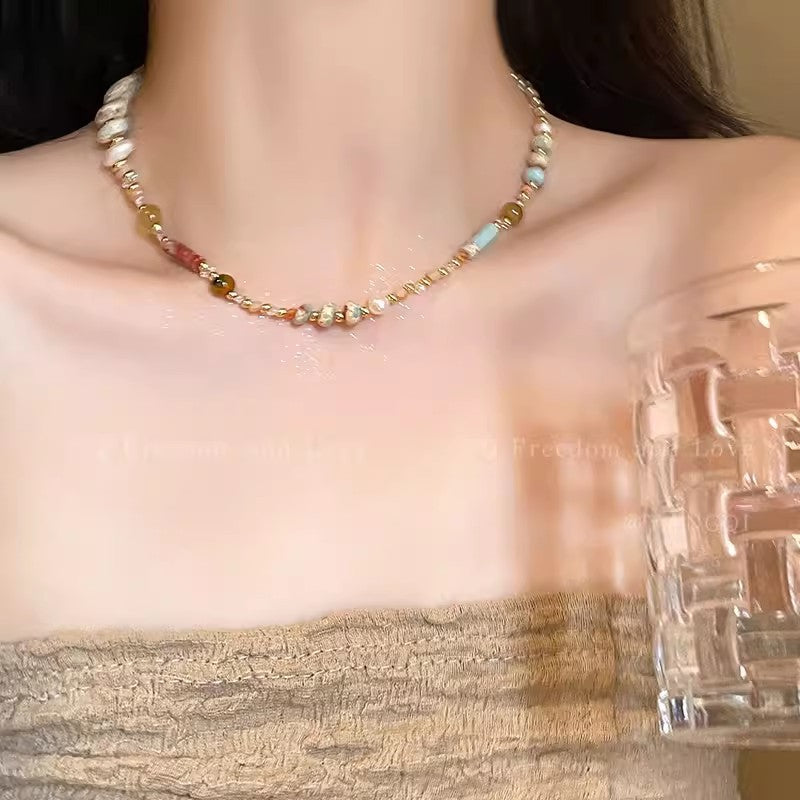 Style Colorful Glaze Beaded Clavicle Chain Female Necklaces