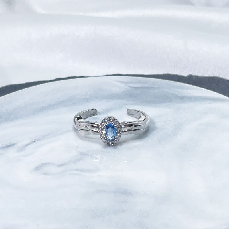Female Niche Irregular Blue Series Simple Refined Stylish Versatile Rings
