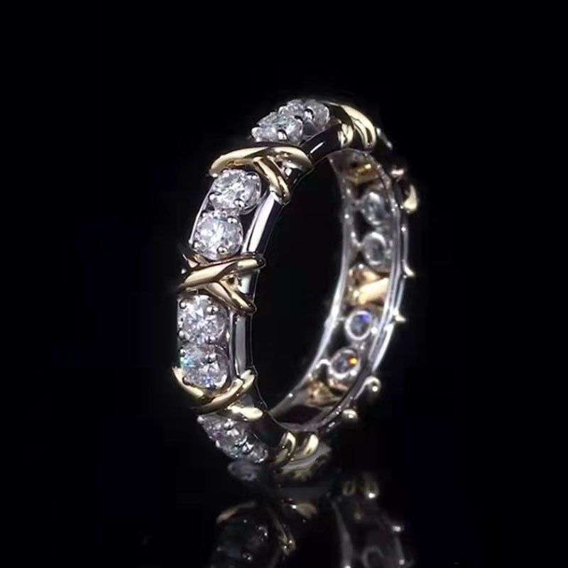 Two-color Gold Zircon Inlaid Fashion Temperament Rings