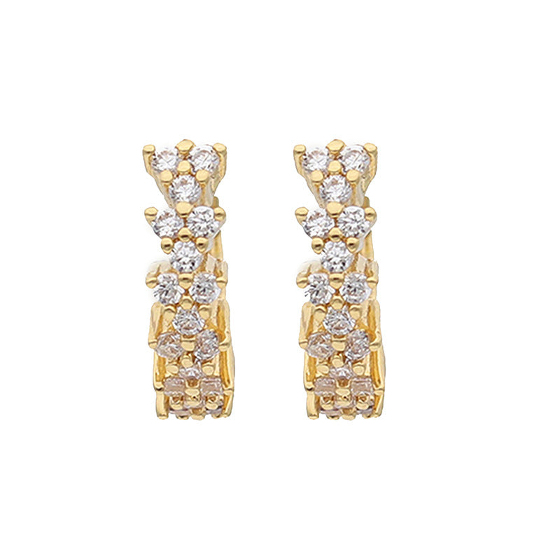Classic Fashion Popular Golden Flower Twin Earrings