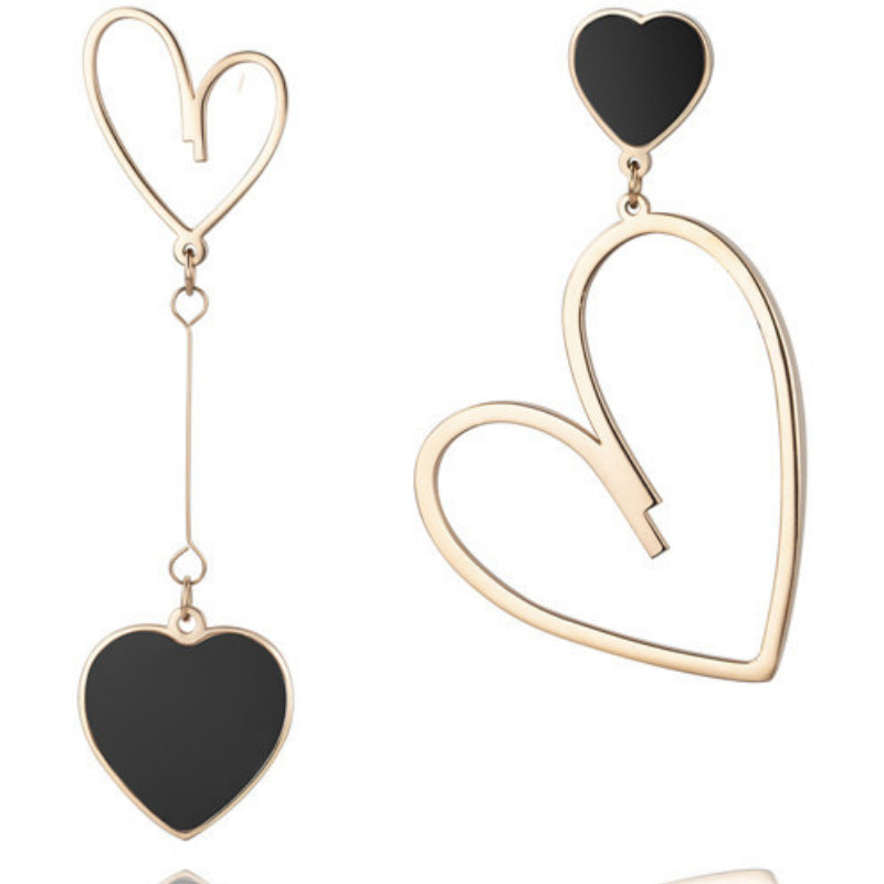 Women's High-grade Hollow Heart Trendy Titanium Steel Earrings