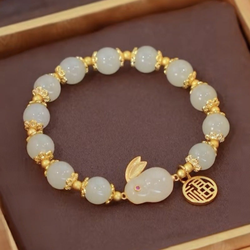 Women's Chinese Style Jade Hare Original Life Bracelets