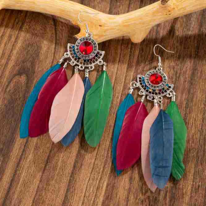 Eardrops Water Drop Feather Jewelry Retro Ethnic Style Earrings