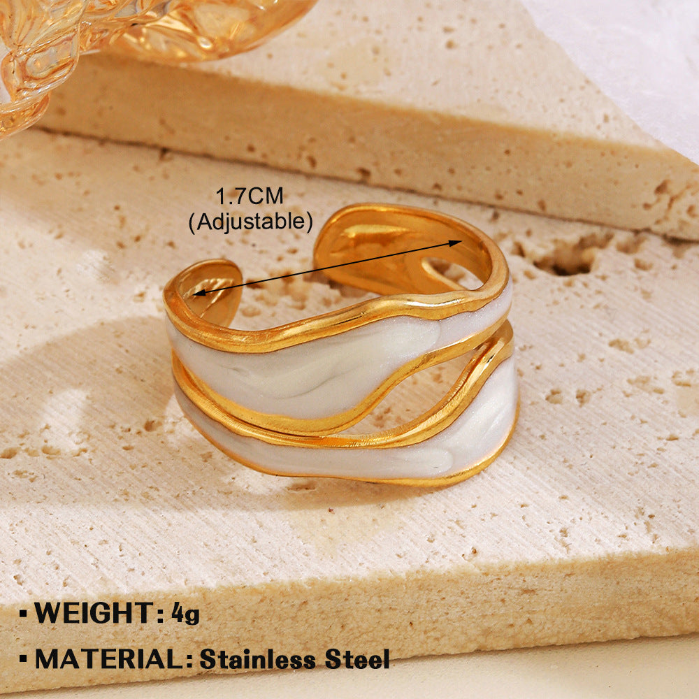 Women's Popular Stainless Steel Drip Open Personalized Hip Hop Real Rings