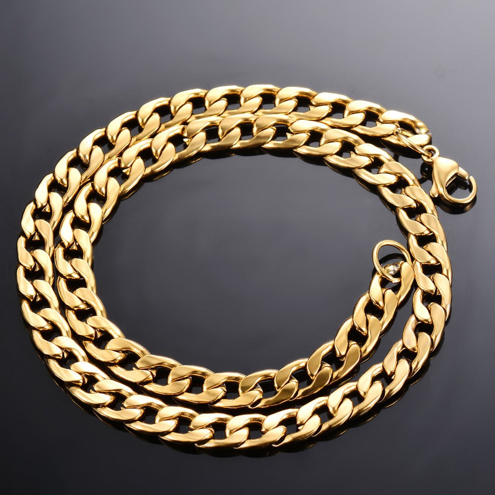 Gold Stainless Steel Accessory Chain Fashion Lateral Necklaces